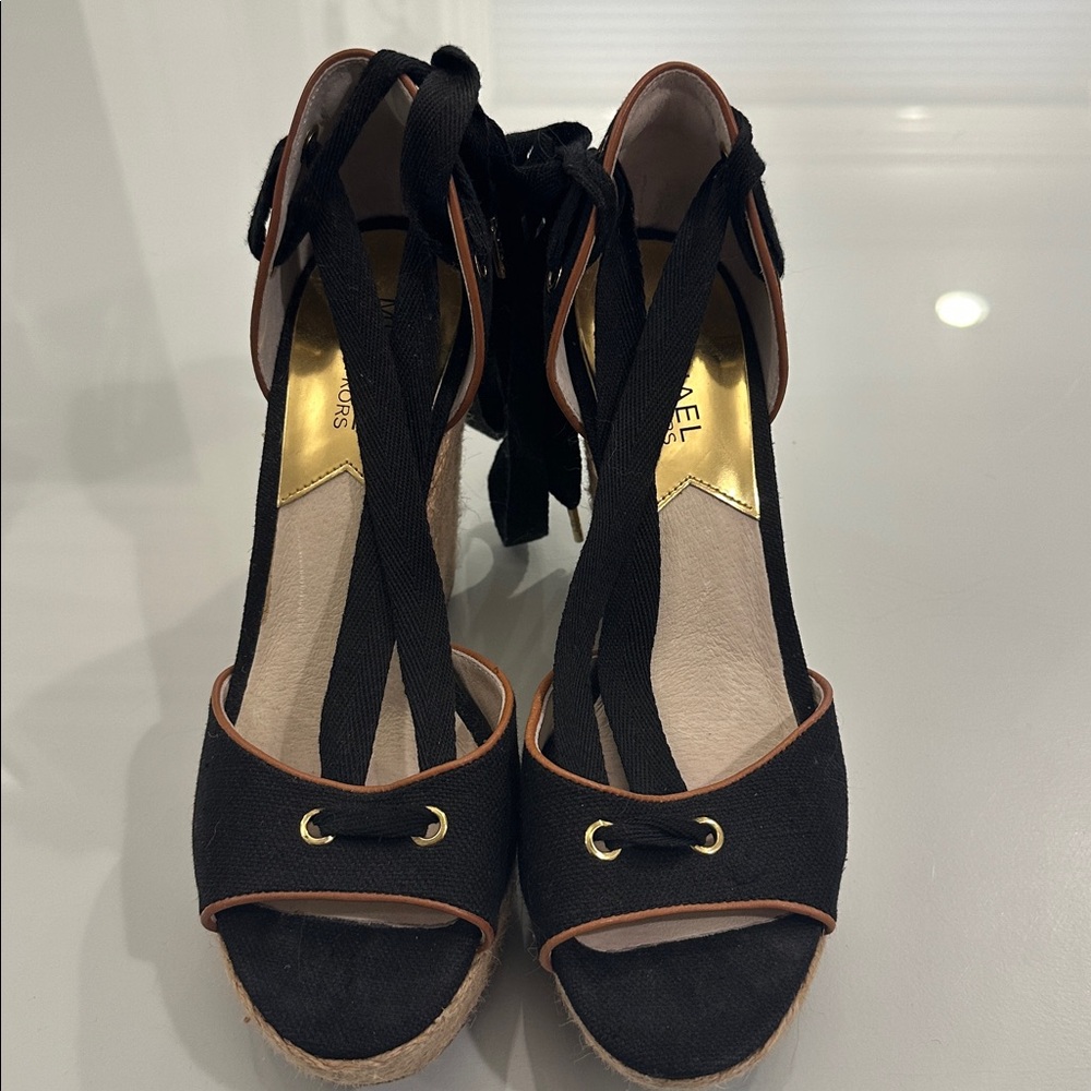 Michael Kors Black and Gold Strappy Sandals